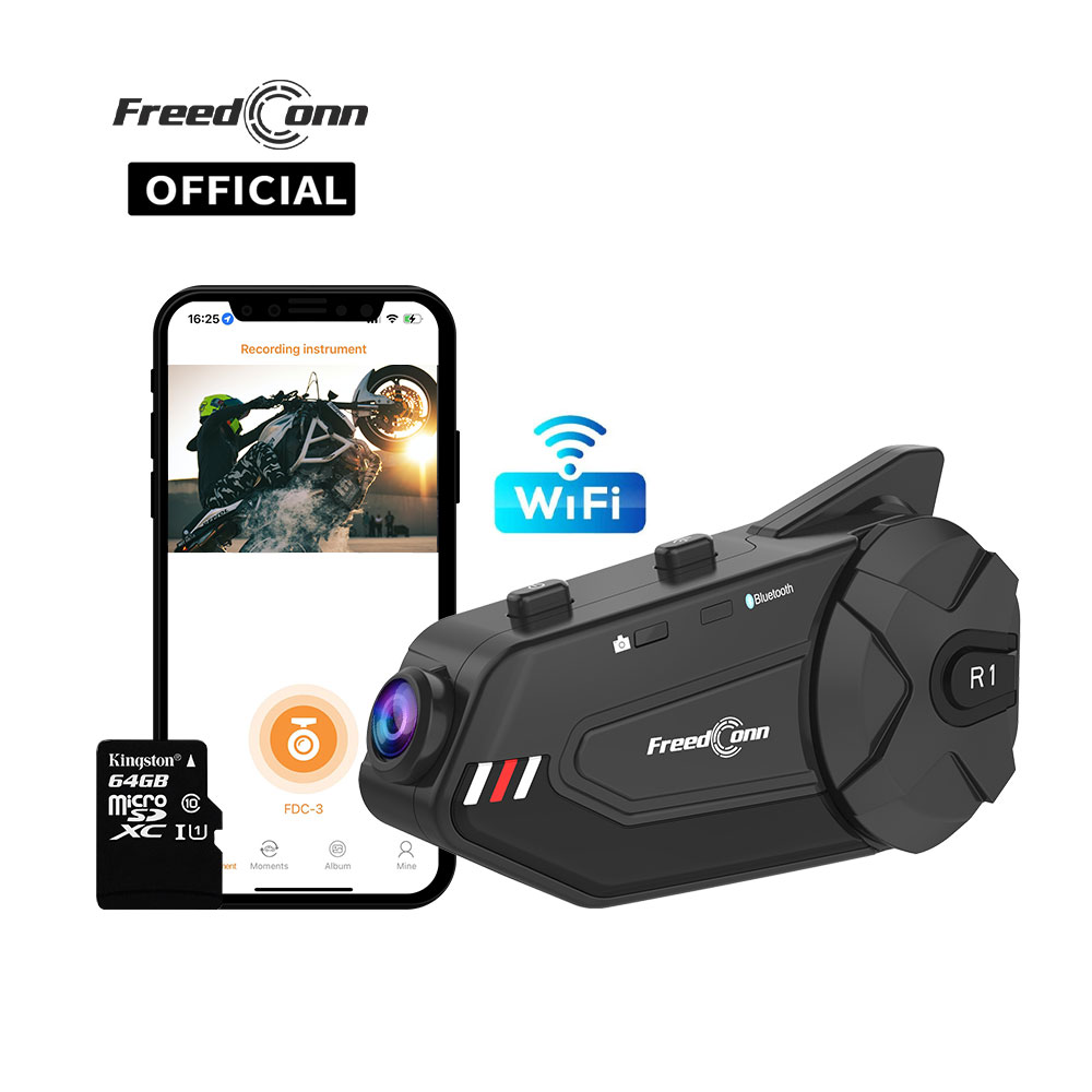 Universal Motorcycle Helmet Intercom Headset - Freedconn R1Plus Bluetooth Interfono per moto