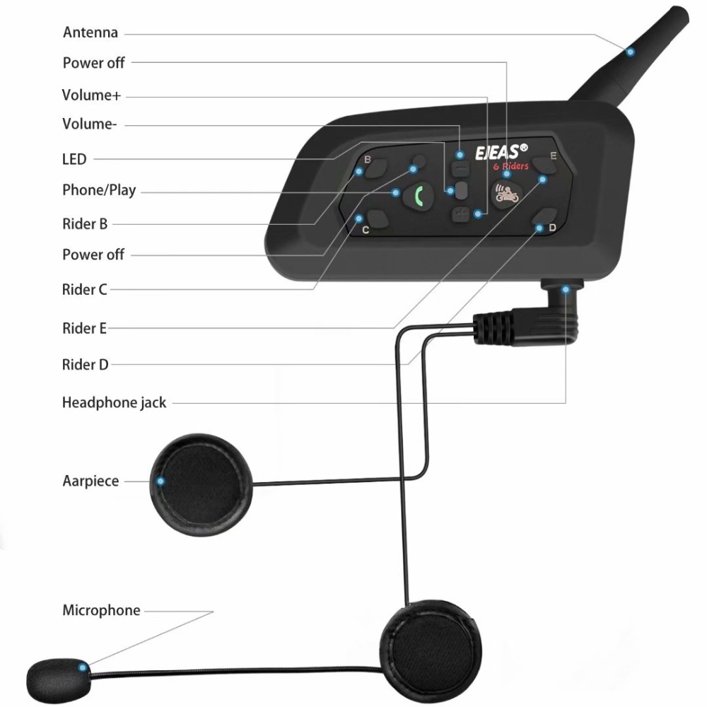 Accessori per microfono e auri - Universal Motorcycle Helmet Intercom Headset recensione e prezzo
